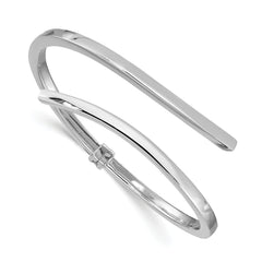 Sterling Silver Rhodium-plated Polished Bypass Hinged Bangle