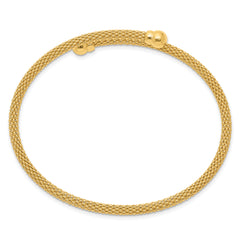 Sterling Silver Gold-tone Textured Flexible Bangle