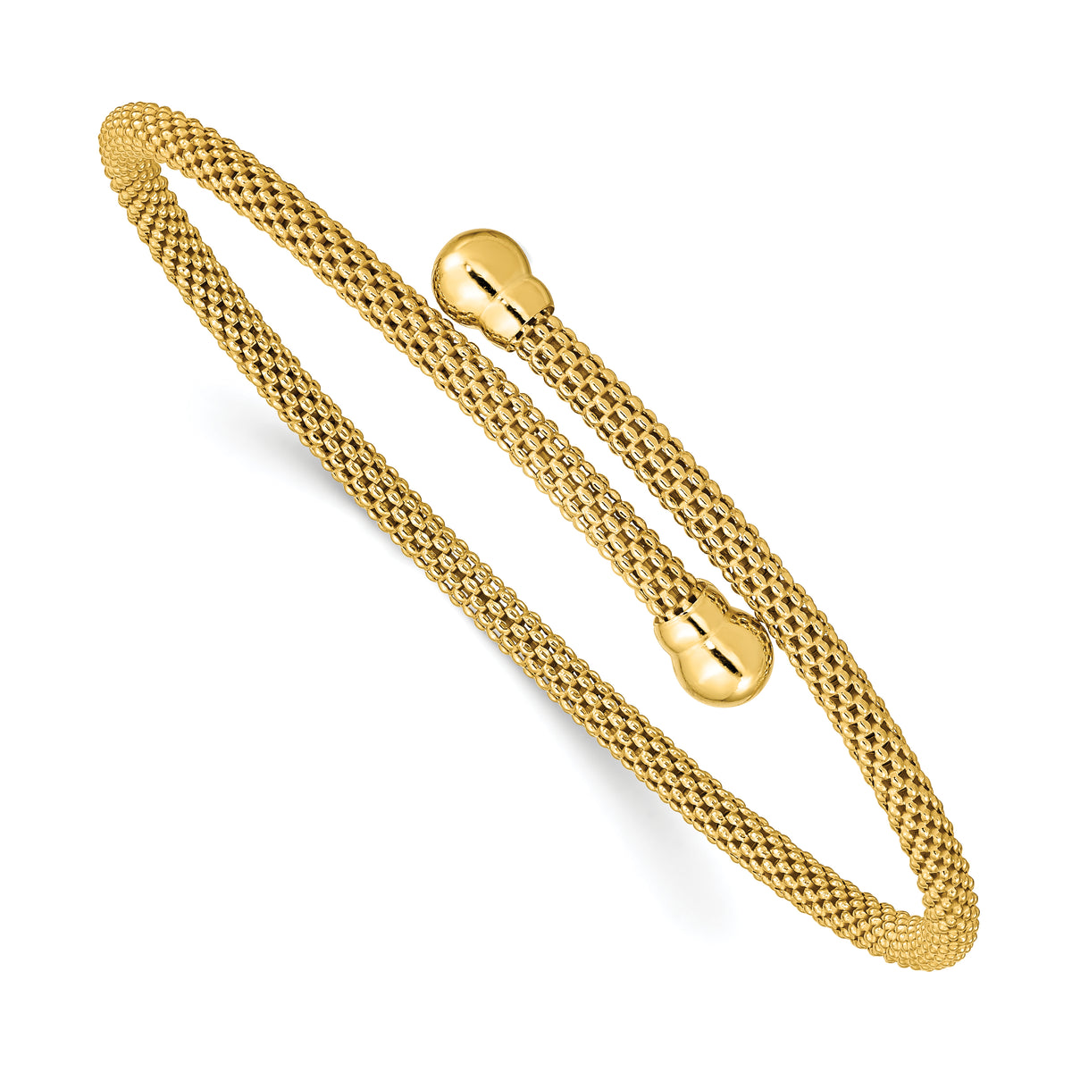 Sterling Silver Gold-tone Textured Flexible Bangle