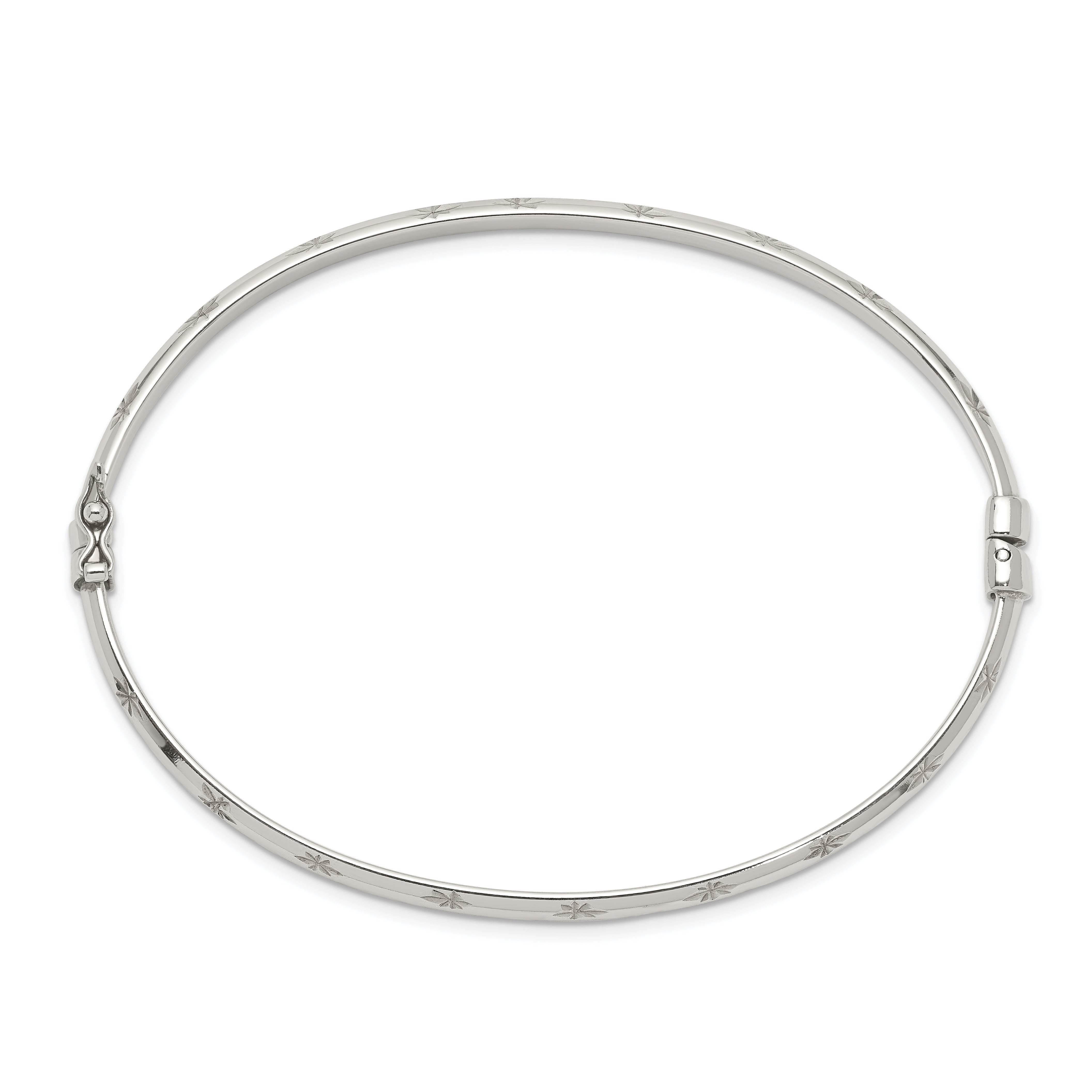 Sterling Silver D/C 4mm Bangle and 3mm Hoop Earring Set