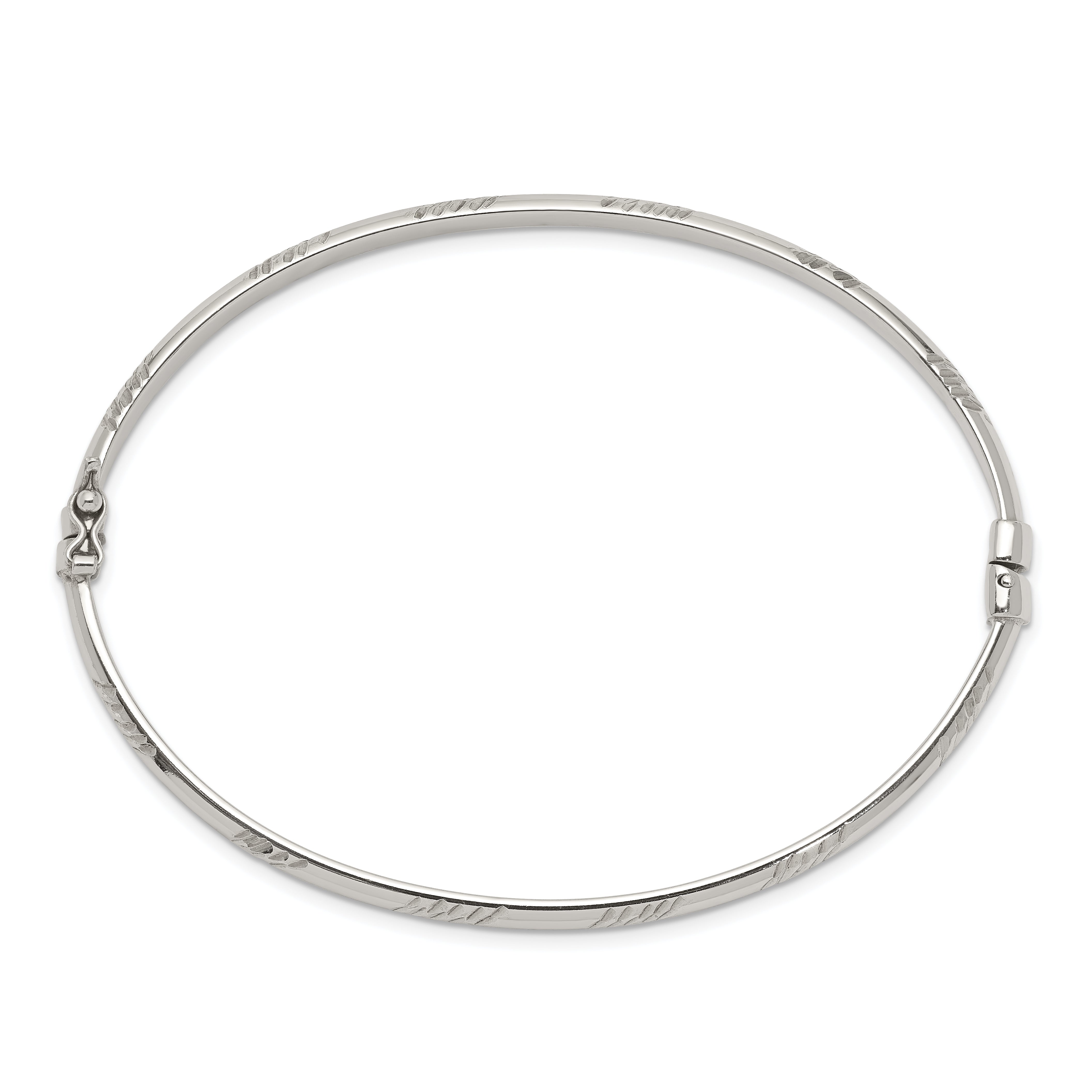 Sterling Silver D/C 4mm Bangle and 3mm Hoop Earring Set