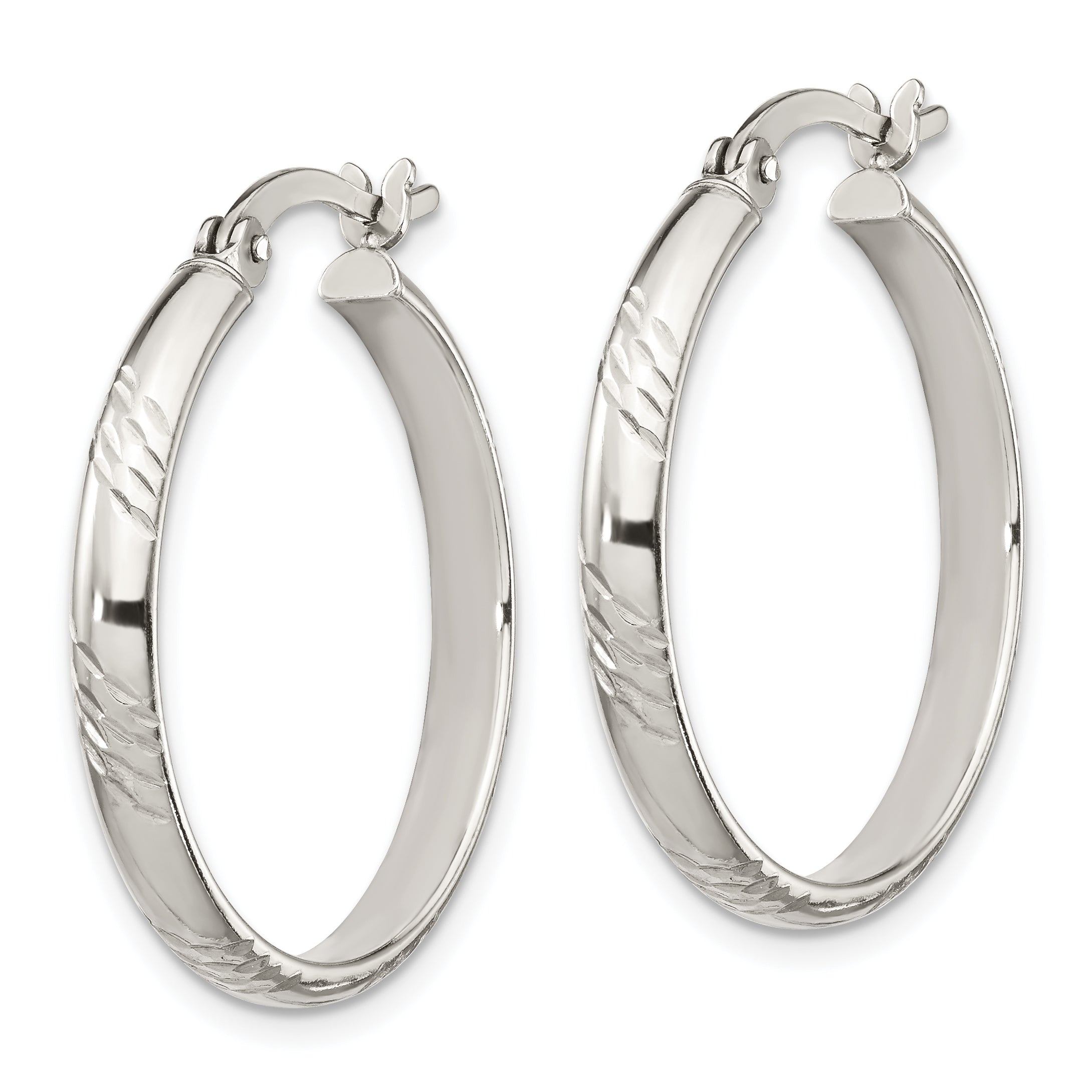 Sterling Silver D/C 4mm Bangle and 3mm Hoop Earring Set