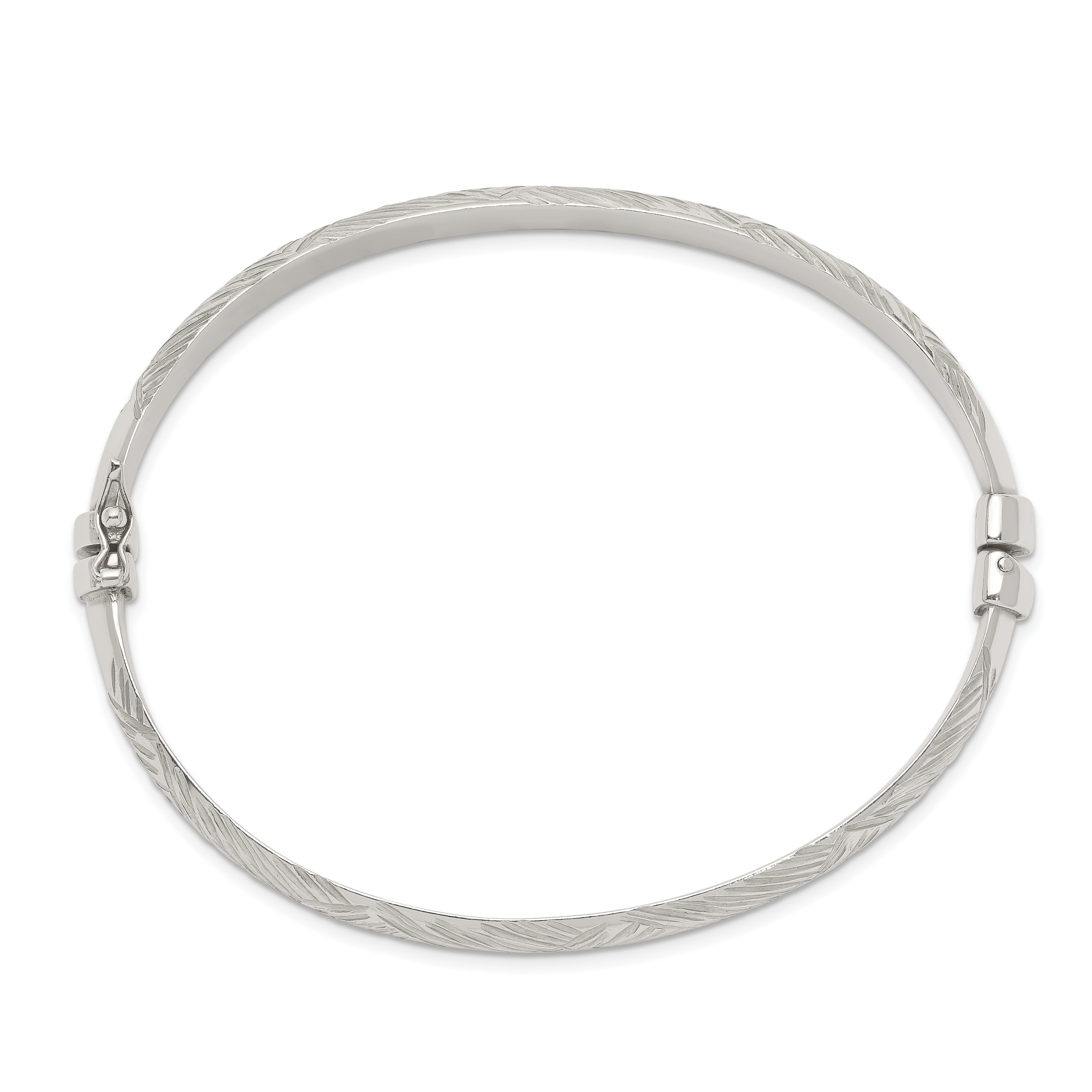 Sterling Silver D/C 7.5mm Bangle and 5mm Hoop Earring Set