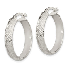 Sterling Silver D/C 7.5mm Bangle and 5mm Hoop Earring Set