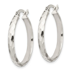 Sterling Silver D/C 4mm Bangle and 3mm Hoop Earring Set