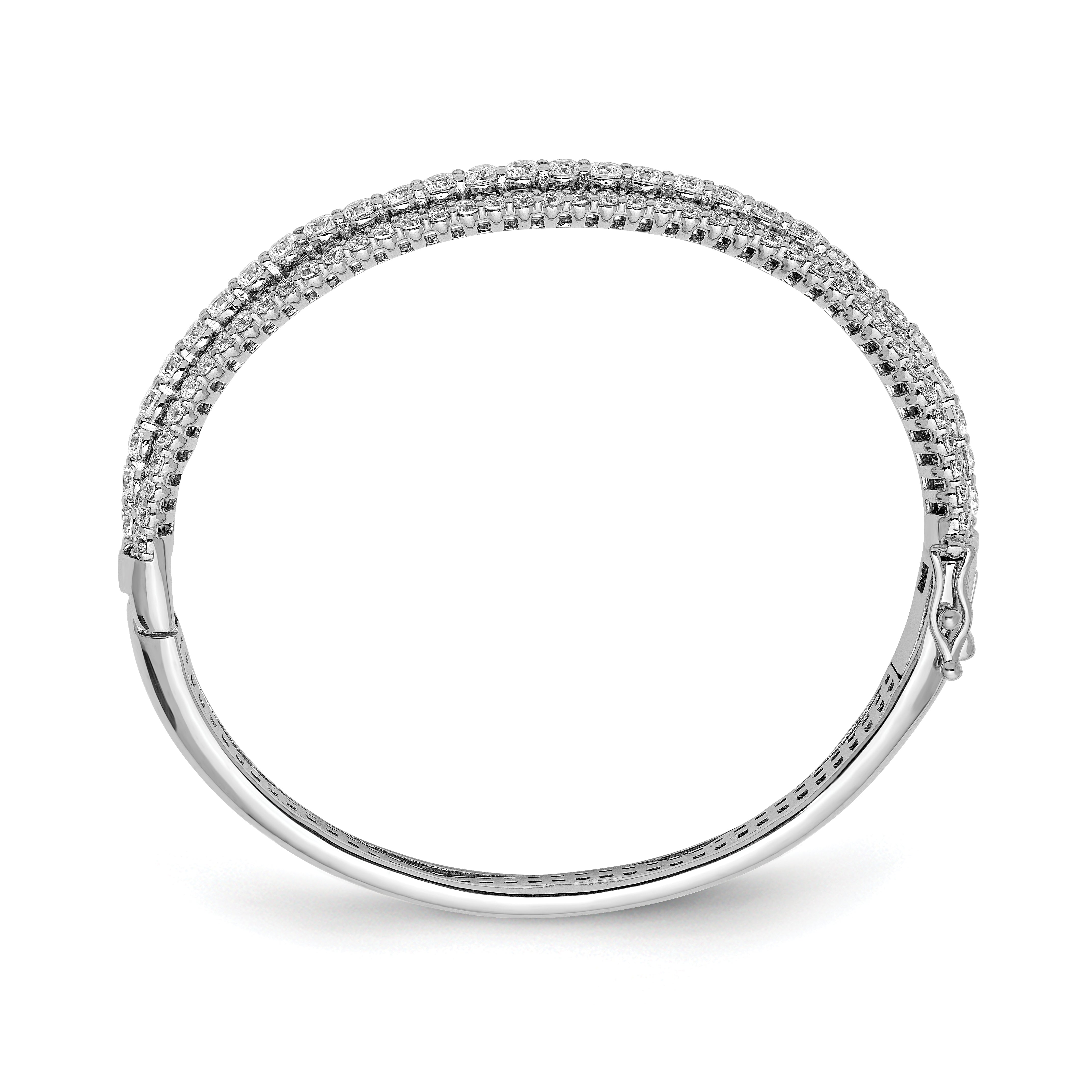 Sterling Shimmer Sterling Silver Rhodium-plated 116 Stone CZ Hinged Bangle Bracelet