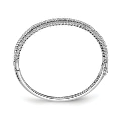 Sterling Shimmer Sterling Silver Rhodium-plated 116 Stone CZ Hinged Bangle Bracelet