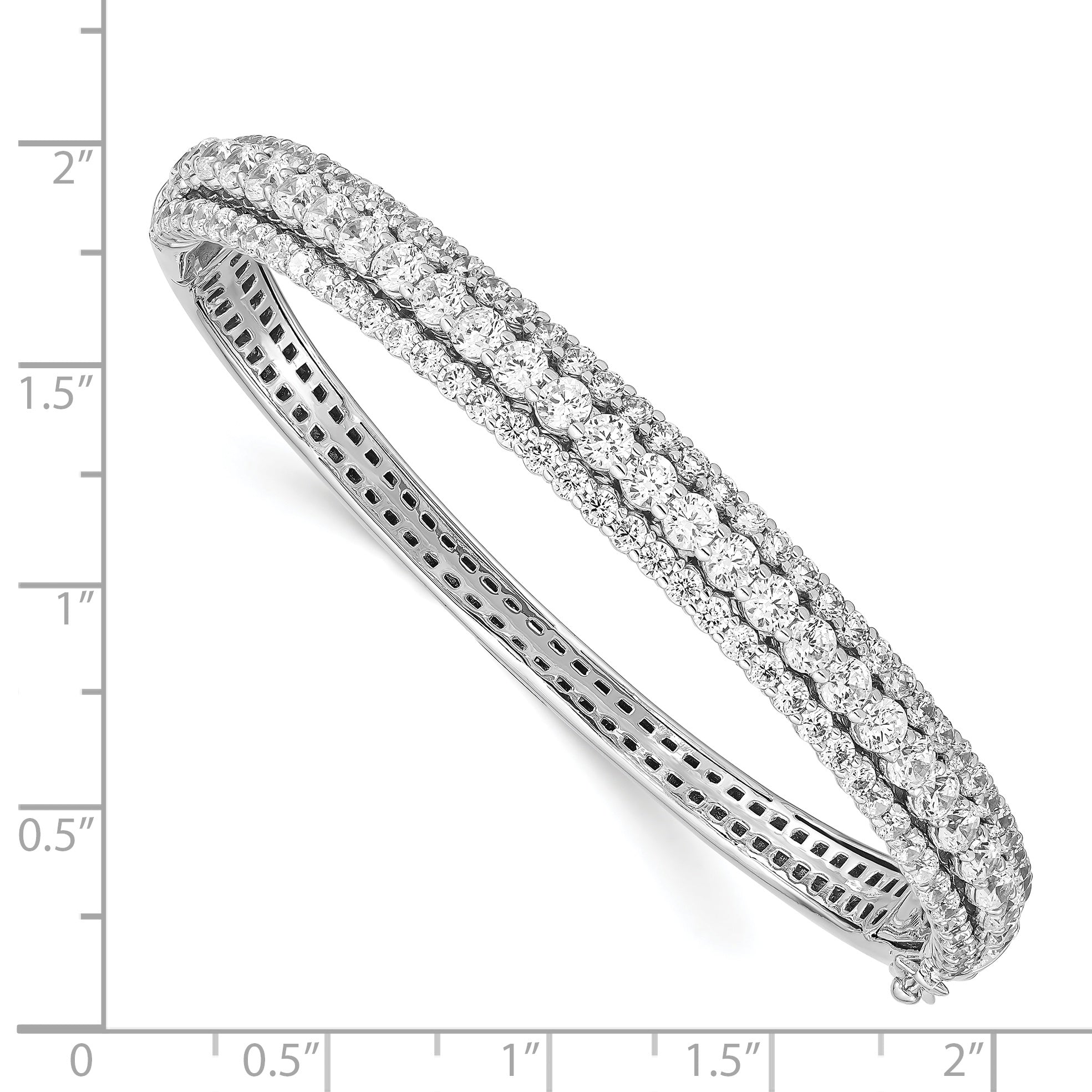 Sterling Shimmer Sterling Silver Rhodium-plated 116 Stone CZ Hinged Bangle Bracelet