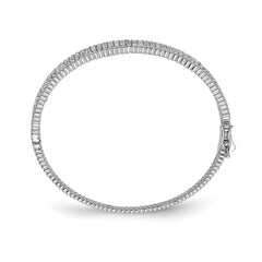 Sterling Shimmer Sterling Silver Rhodium-plated 137 Stone CZ Hinged Bangle Bracelet