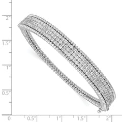 Sterling Shimmer Sterling Silver Rhodium-plated 137 Stone CZ Hinged Bangle Bracelet