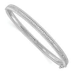 Sterling Shimmer Sterling Silver Rhodium-plated 62 Stone CZ Hinged Bangle Bracelet