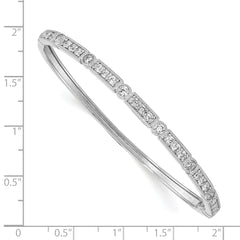 Sterling Shimmer Sterling Silver Rhodium-plated 29 Stone CZ Hinged Bangle Bracelet