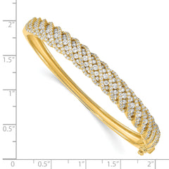 Sterling Shimmer Sterling Silver Gold-tone Flash Gold-plated 349 Stone CZ Hinged Bangle Bracelet