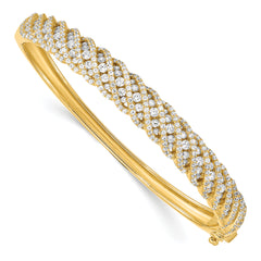 Sterling Shimmer Sterling Silver Gold-tone Flash Gold-plated 349 Stone CZ Hinged Bangle Bracelet