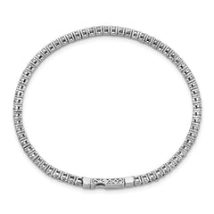 Sterling Shimmer Sterling Silver Rhodium-plated 65 Stone CZ Flexible Bangle Bracelet