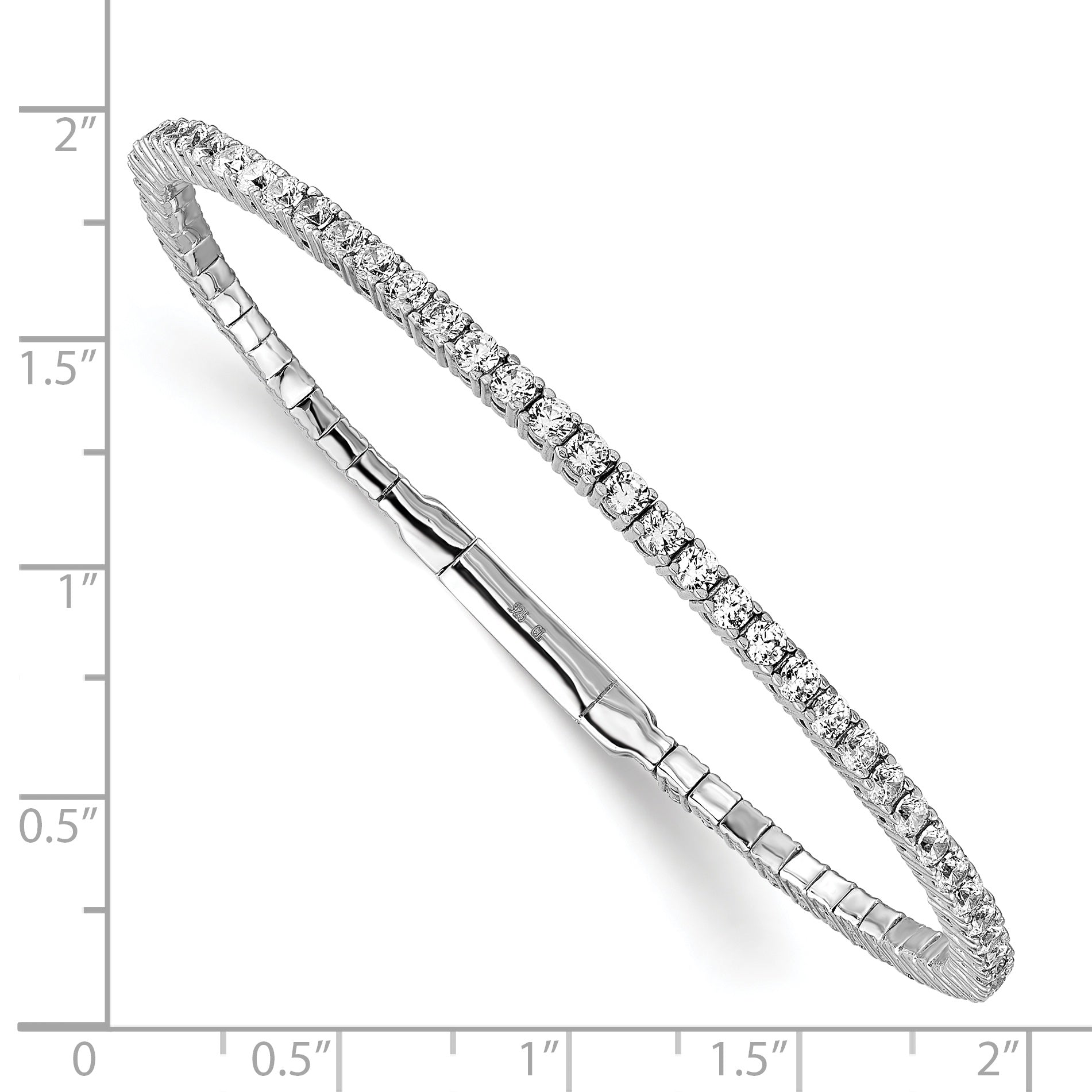 Sterling Shimmer Sterling Silver Rhodium-plated 65 Stone CZ Flexible Bangle Bracelet