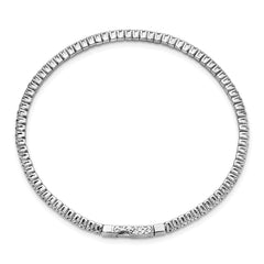 Sterling Shimmer Sterling Silver Rhodium-plated 76 Stone CZ Flexible Bangle Bracelet