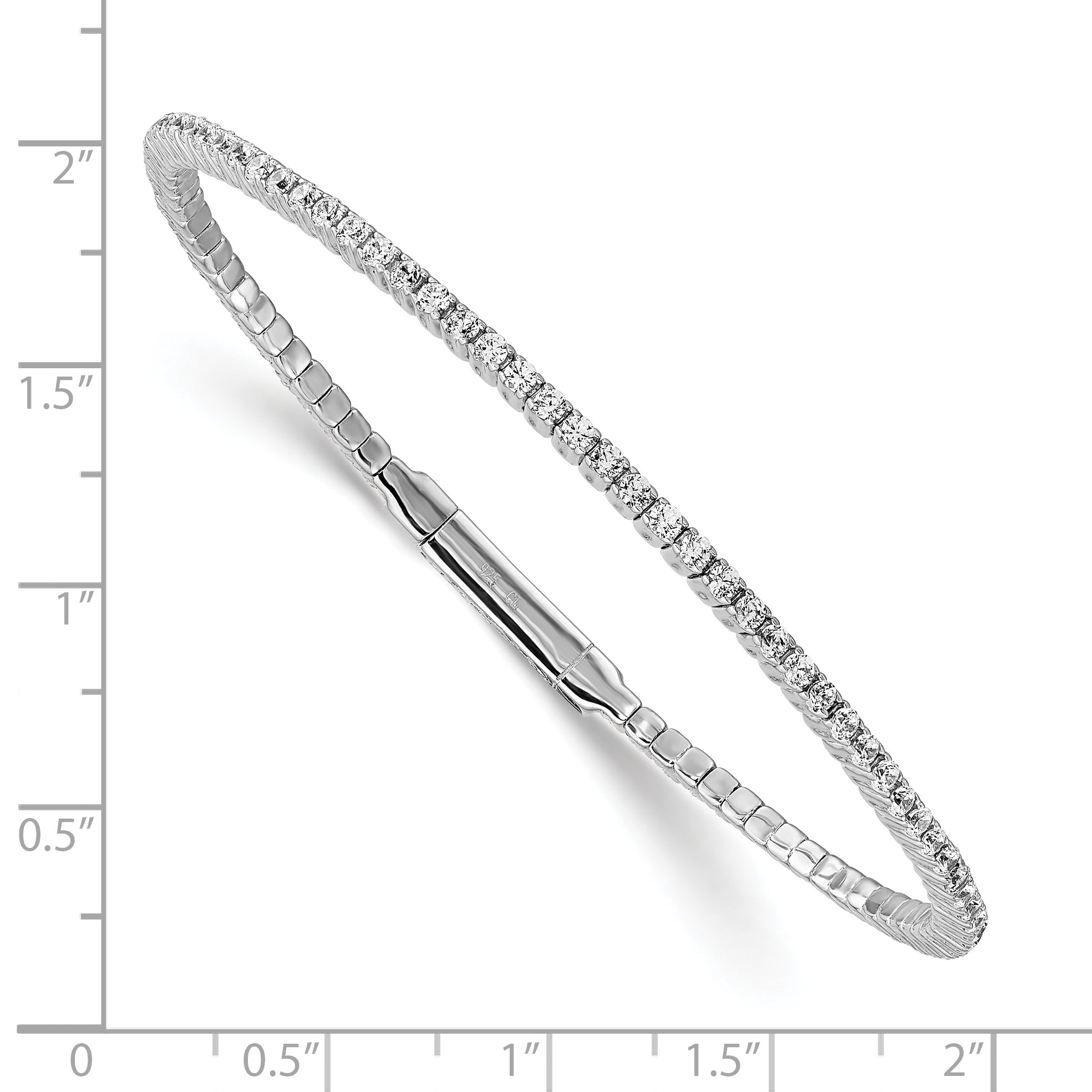 Sterling Shimmer Sterling Silver Rhodium-plated 76 Stone CZ Flexible Bangle Bracelet