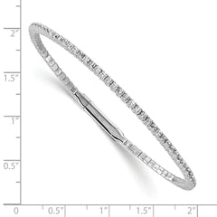 Sterling Shimmer Sterling Silver Rhodium-plated 76 Stone CZ Flexible Bangle Bracelet