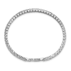 Sterling Shimmer Sterling Silver Rhodium-plated 56 Stone CZ Flexible Bangle Bracelet