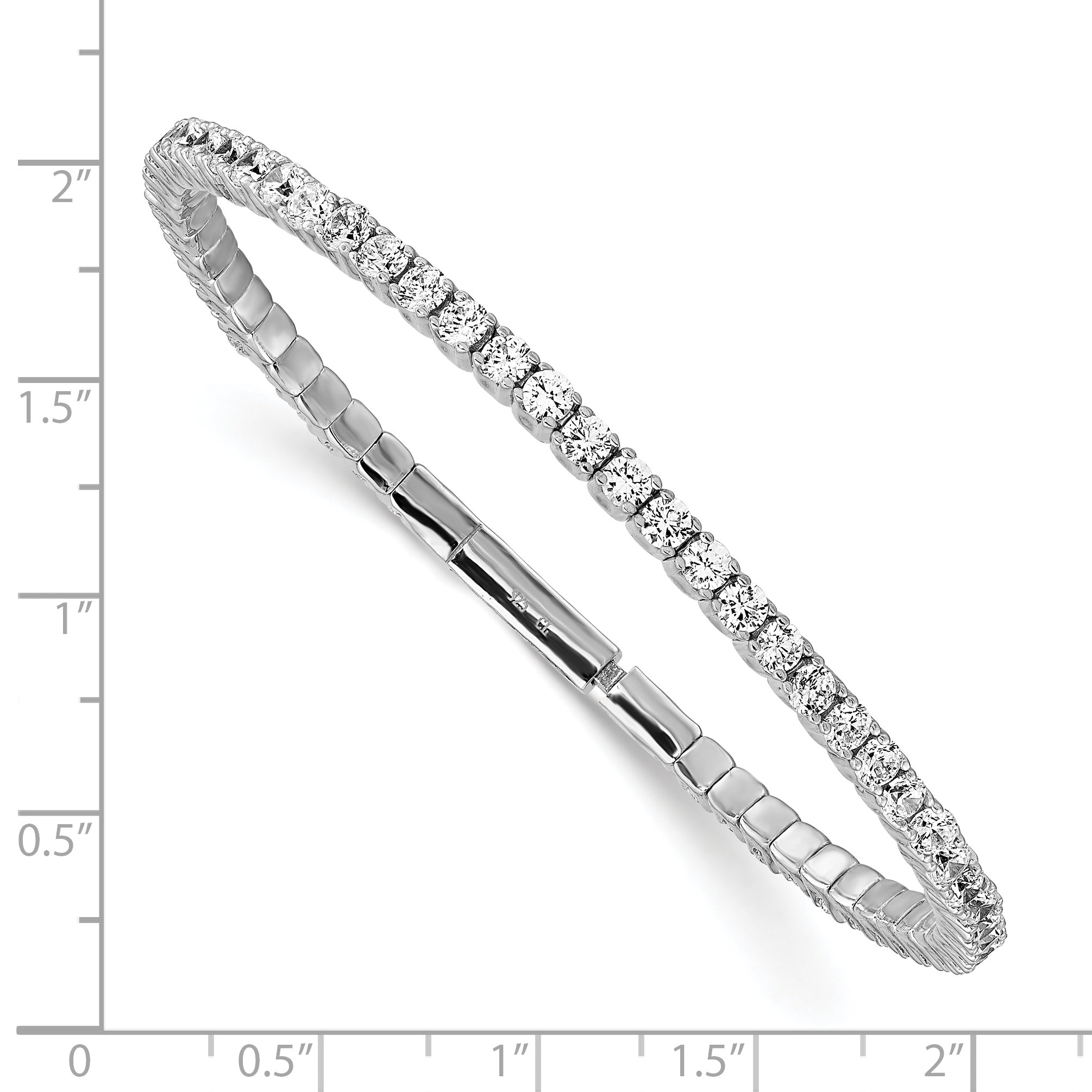 Sterling Shimmer Sterling Silver Rhodium-plated 56 Stone CZ Flexible Bangle Bracelet