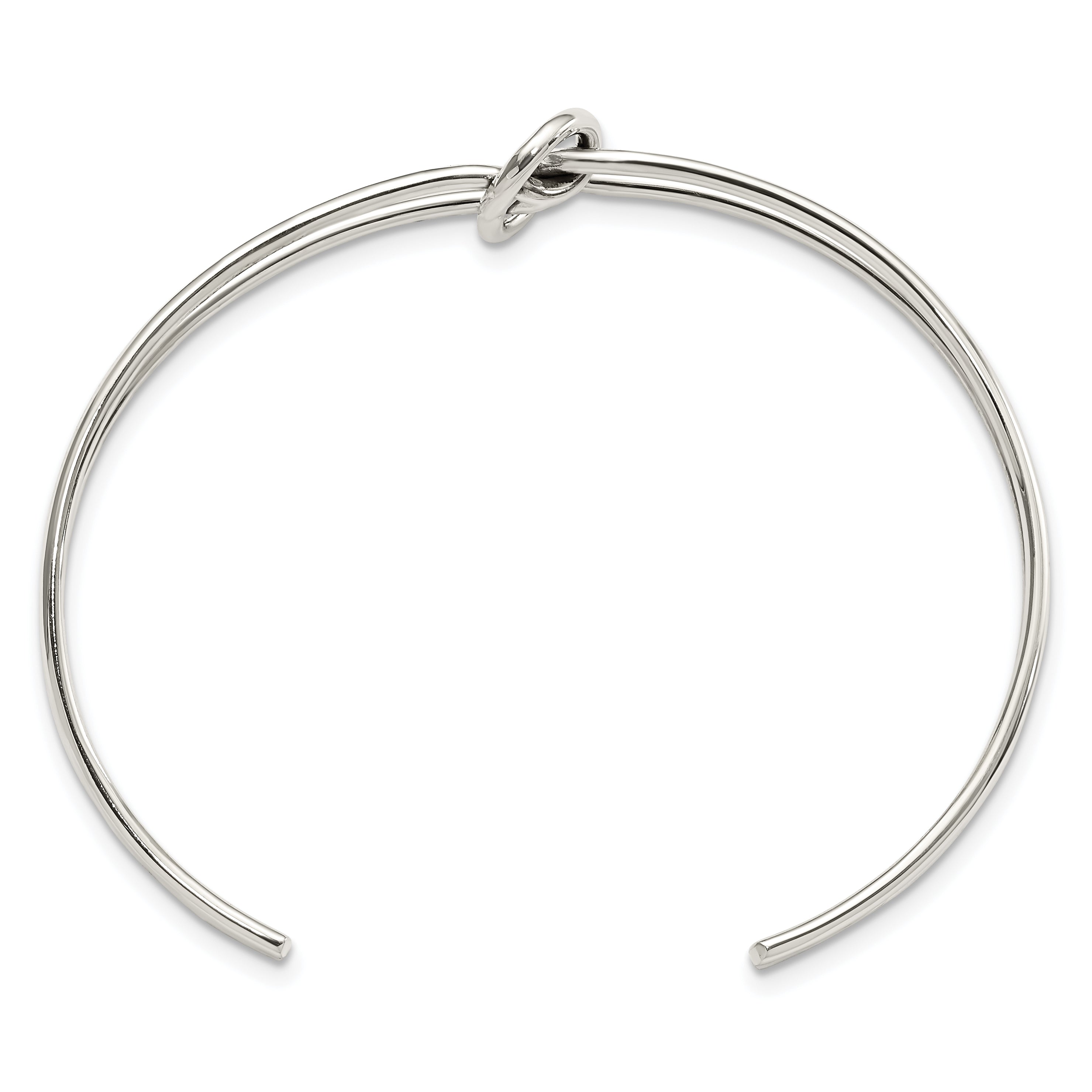 Sterling Silver Polished 2 Band Knotted Cuff Bangle