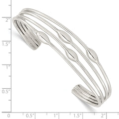 Sterling Silver Polished 4 Band Cuff Bangle