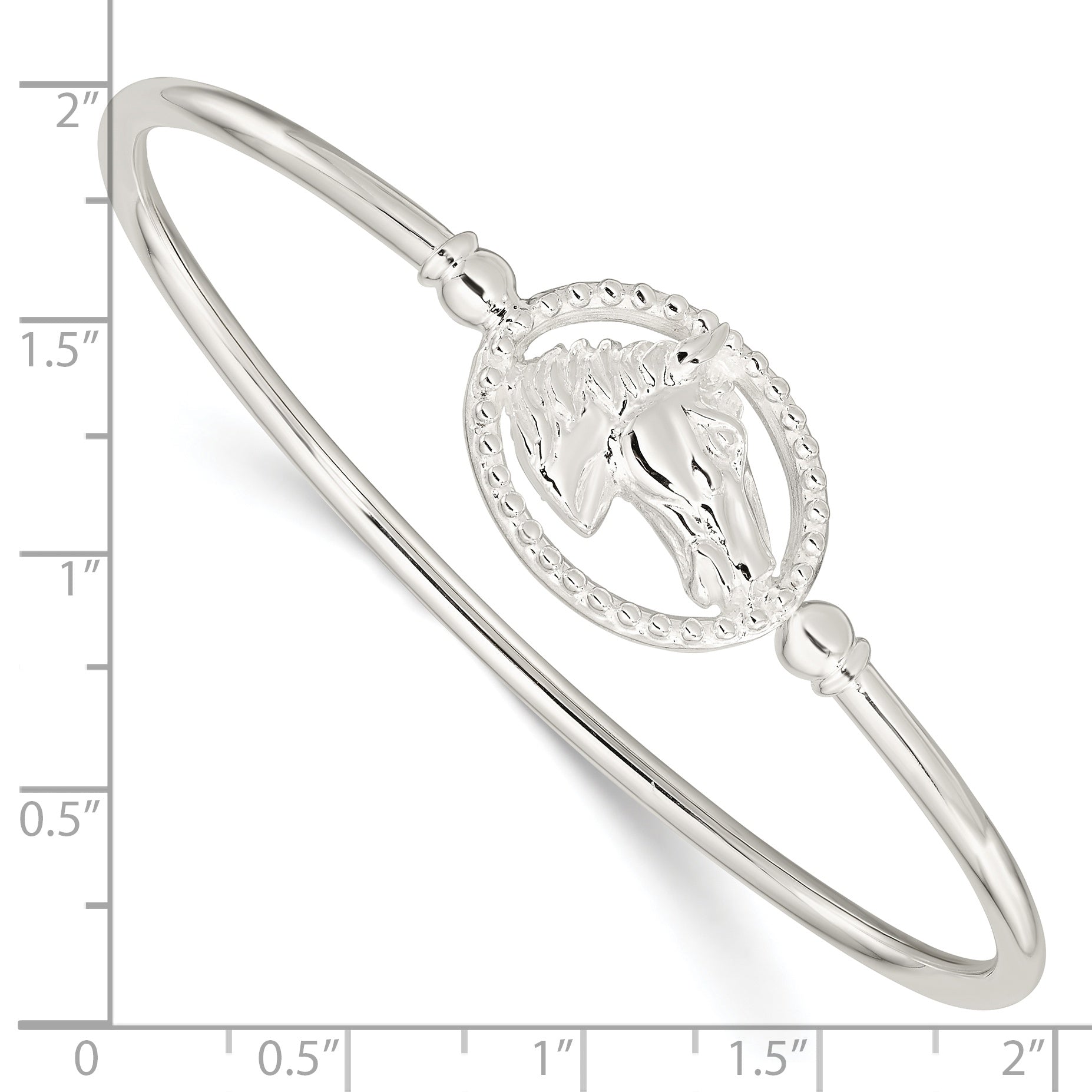 Sterling Silver Polished Horse Head Flexible Bangle