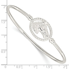 Sterling Silver Polished Horse Head Flexible Bangle