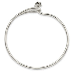 Sterling Silver Polished Flower Catch Bangle