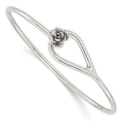 Sterling Silver Polished Flower Catch Bangle