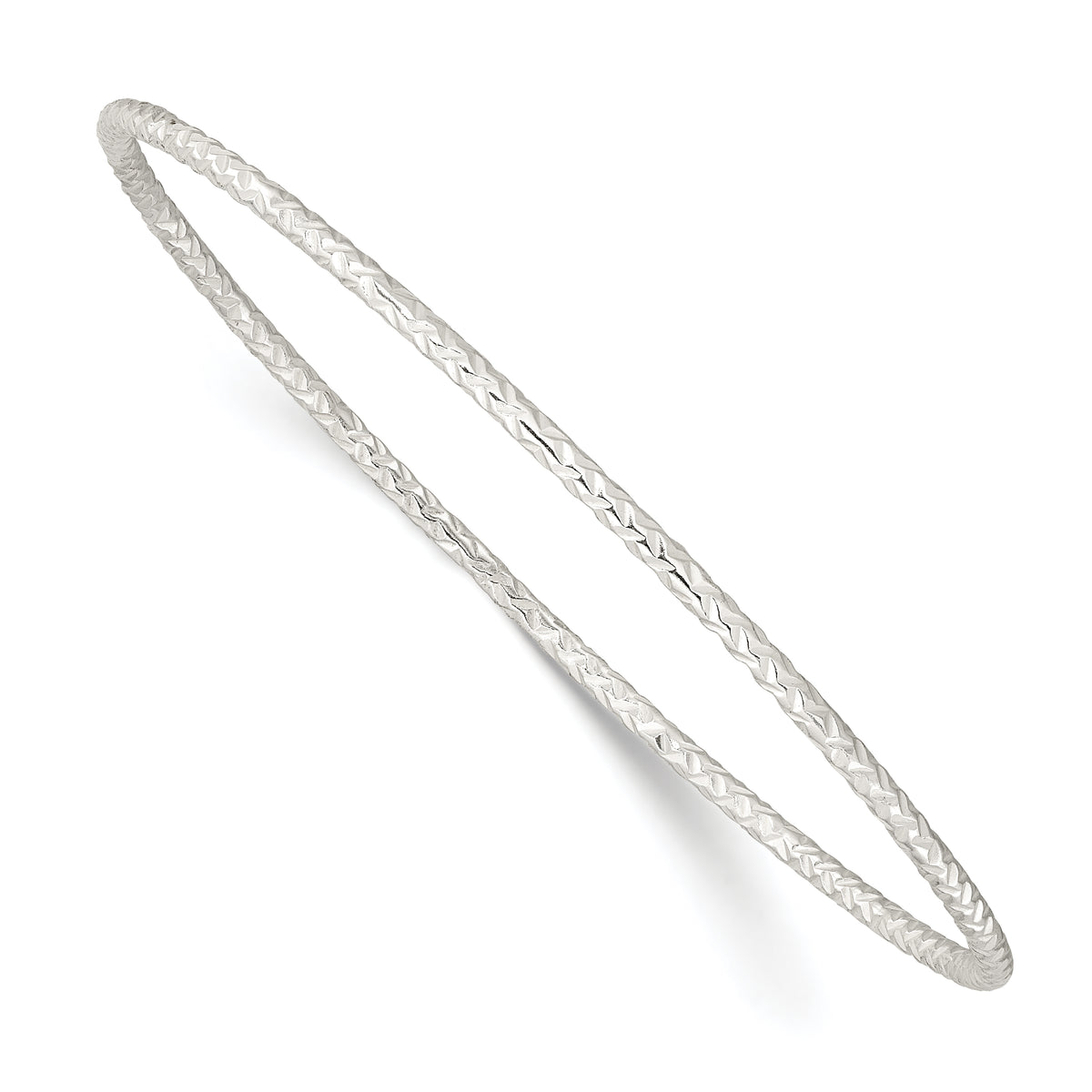 Sterling Silver Diamond-cut 2mm Slip-on Bangle