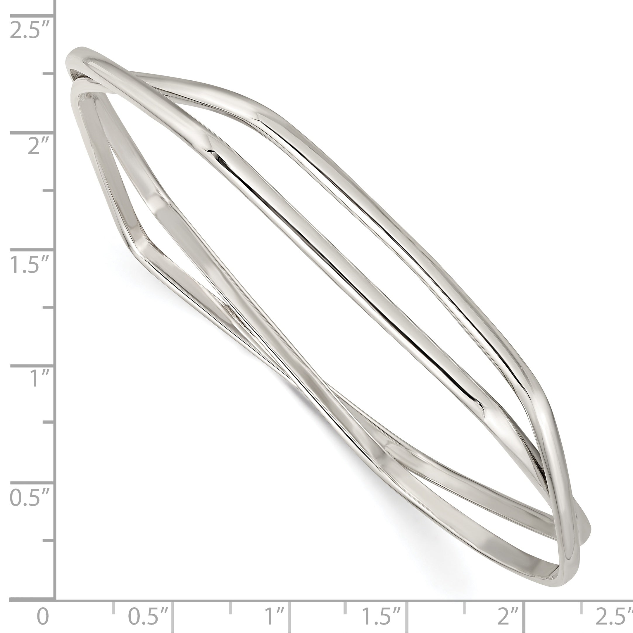 Sterling Silver Polished 2 Hexagon Shape Slip On Bangle