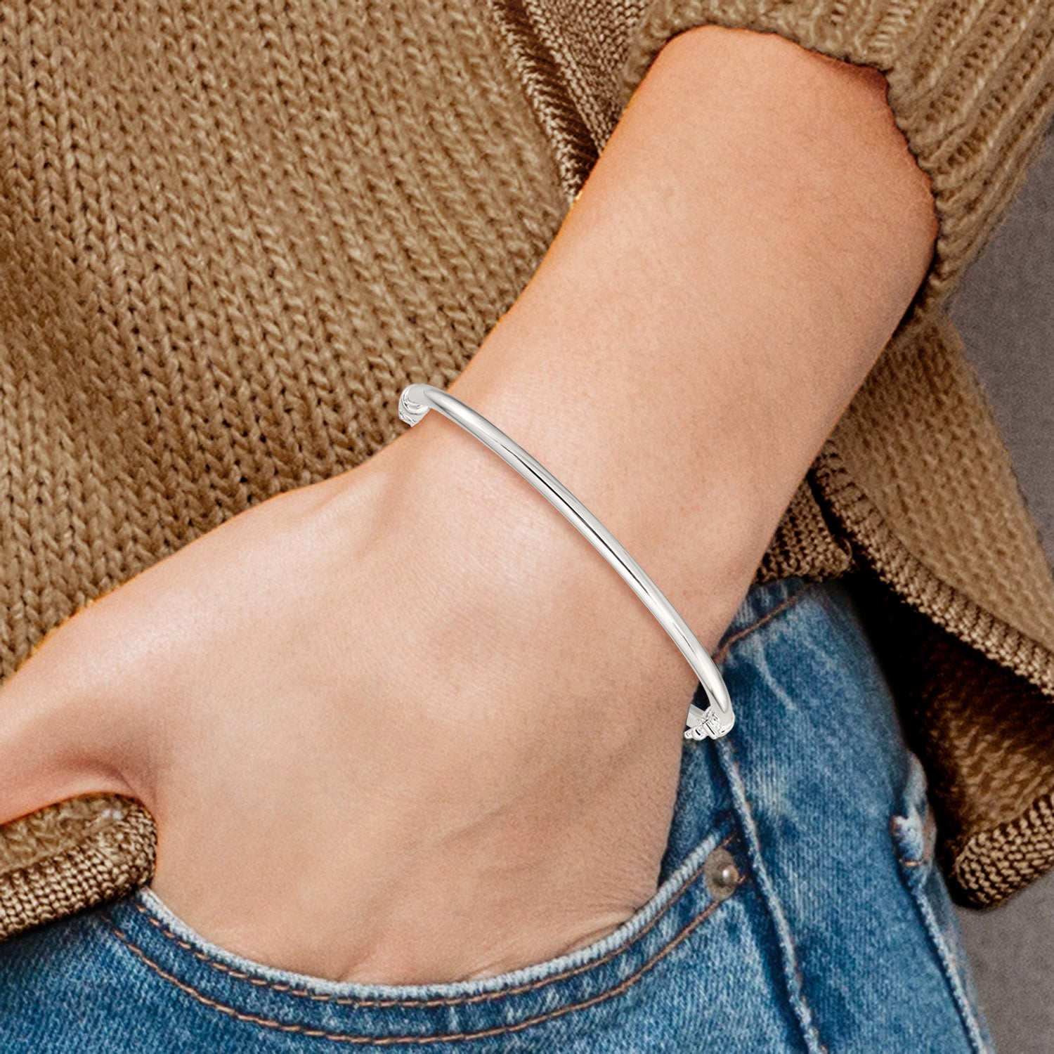 Sterling Silver Polished Hinged Bangle