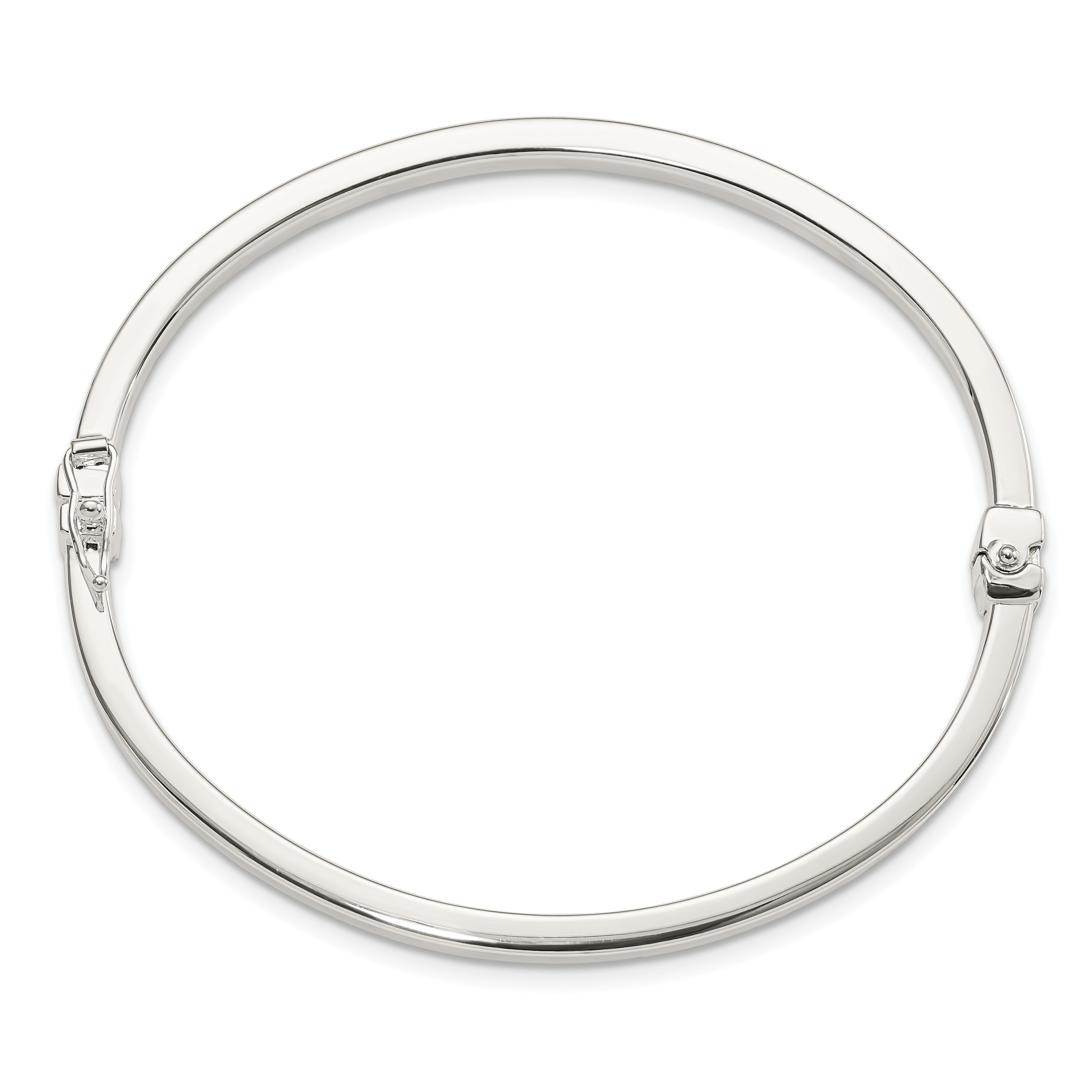 Sterling Silver Polished Flat Hinged Bangle