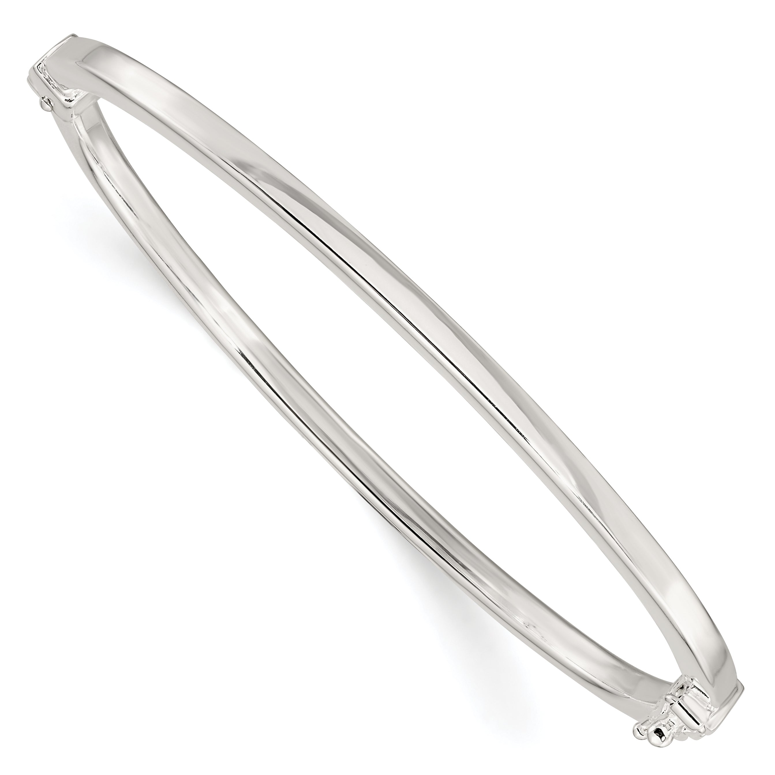 Sterling Silver Polished Flat Hinged Bangle