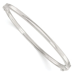 Sterling Silver Polished Flat Hinged Bangle