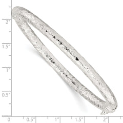 Sterling Silver Polished Textured Hinged Bangle