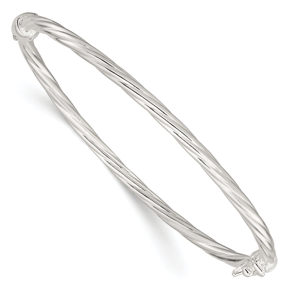 Sterling Sliver Polished Twisted Hinged Bangle