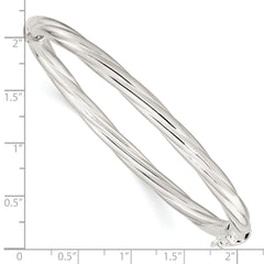 Sterling Silver Polished Twisted Hinged Bangle