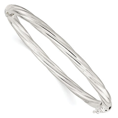 Sterling Silver Polished Twisted Hinged Bangle