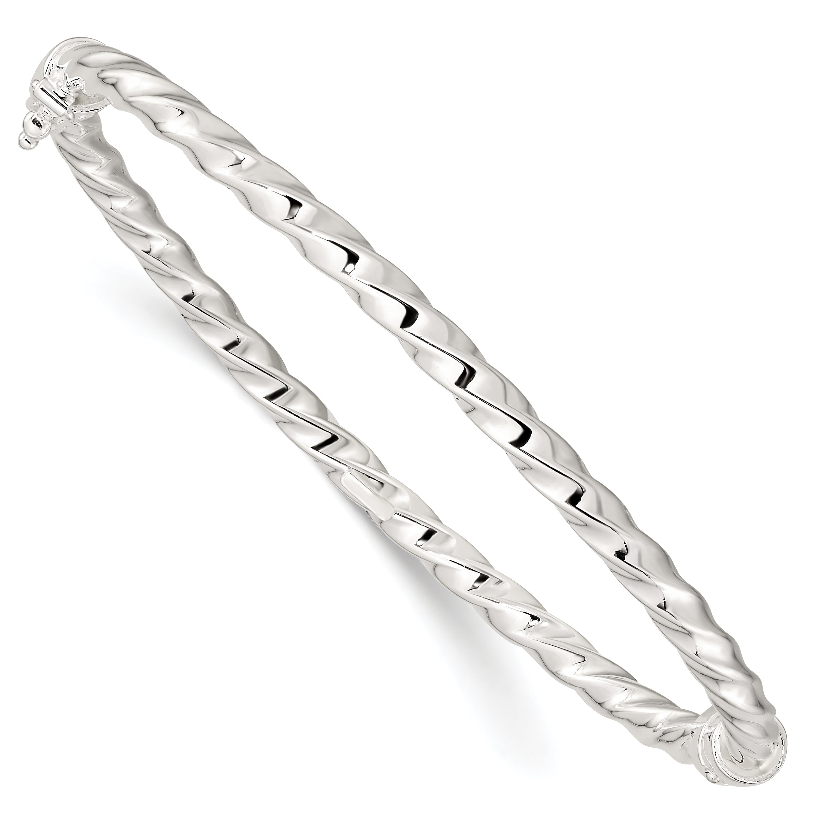 Sterling Silver Polished Twisted Hinged Bangle