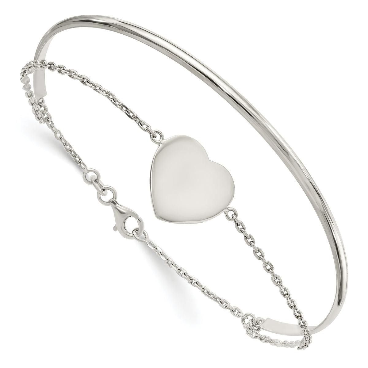 Sterling Silver Polished Heart Ring and Bangle