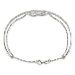 Sterling Silver Polished Double Heart and Bangle