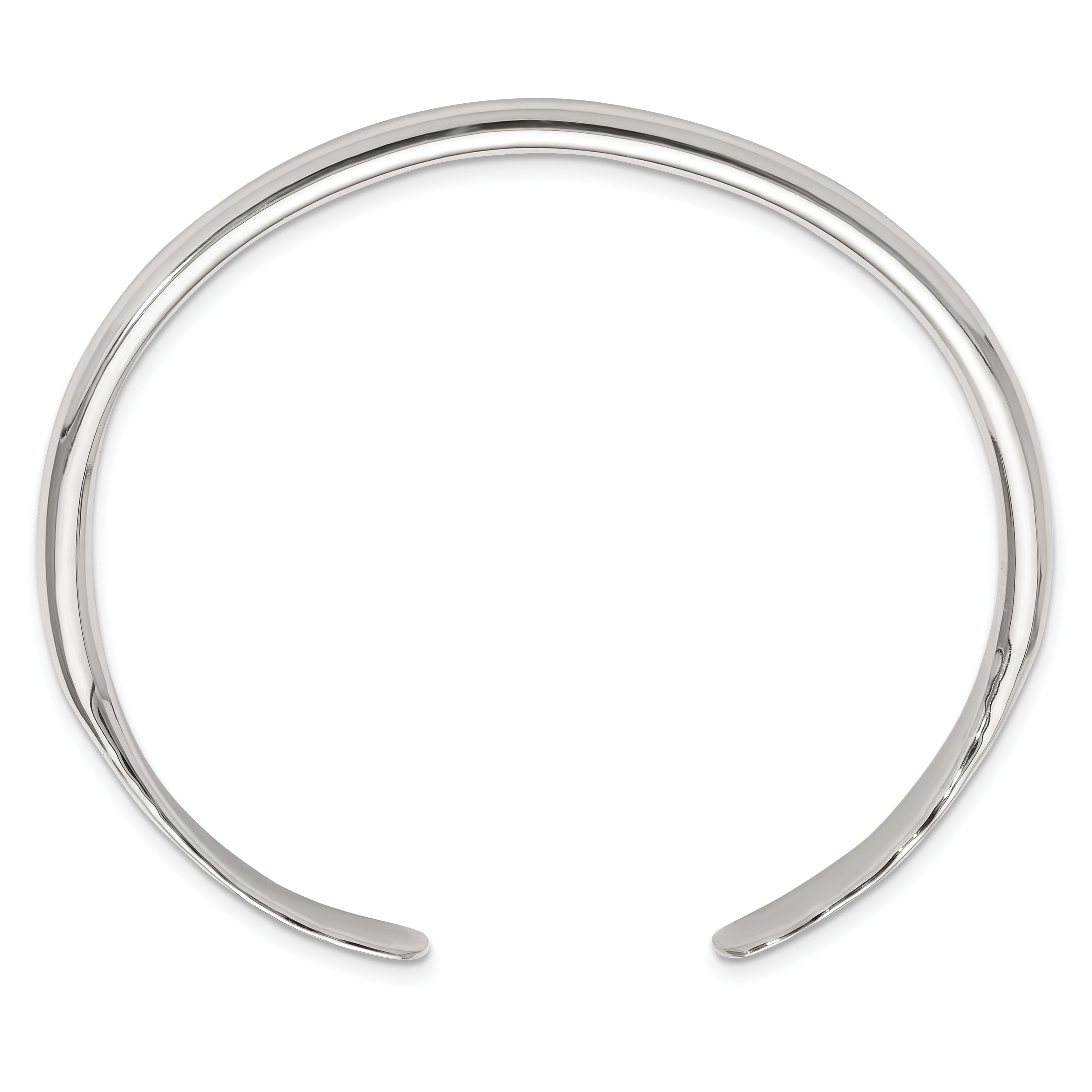 Sterling Silver Polished with Hammered Ends Cuff Bangle