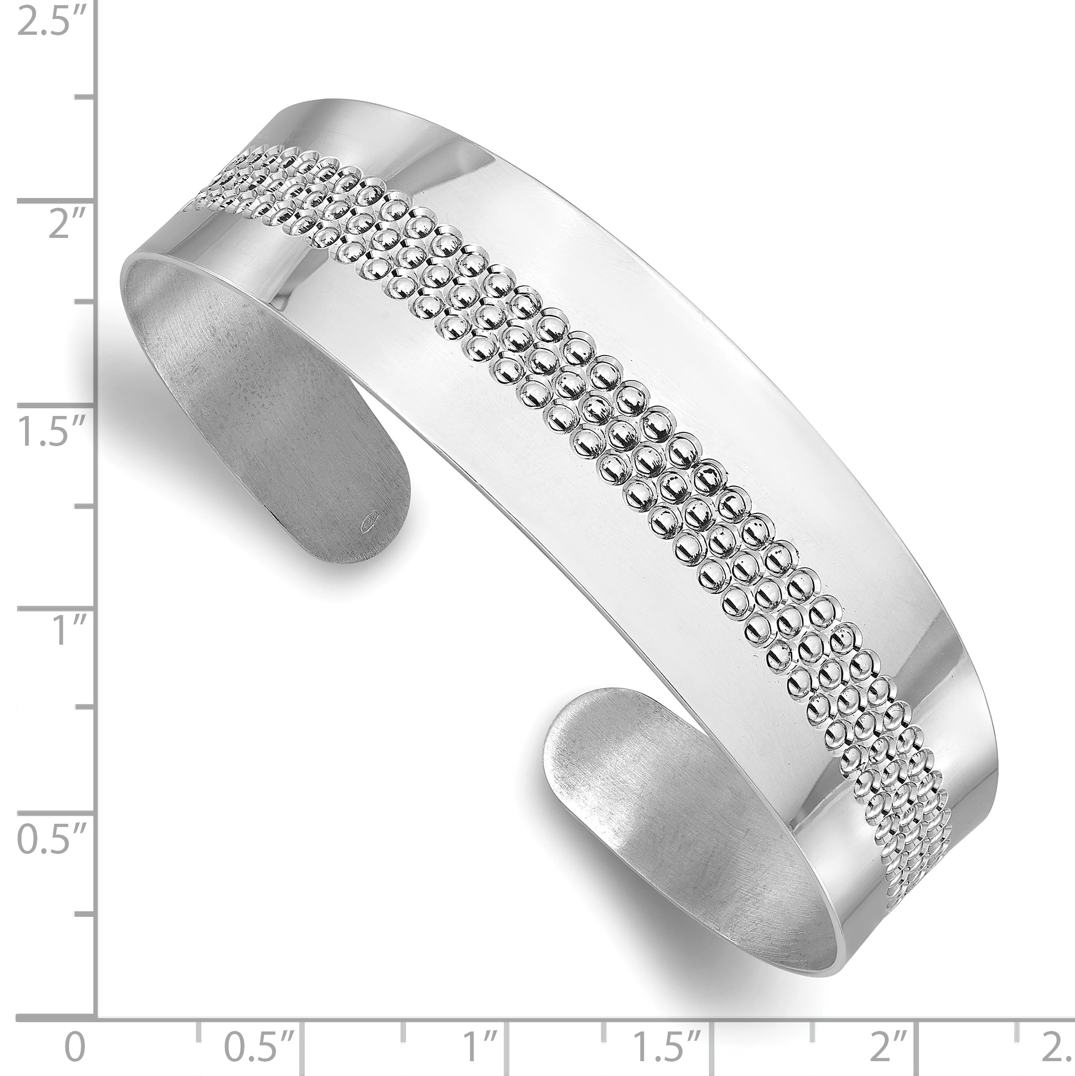 Sterling Silver Rhodium Plated and Textured Cuff Bangle