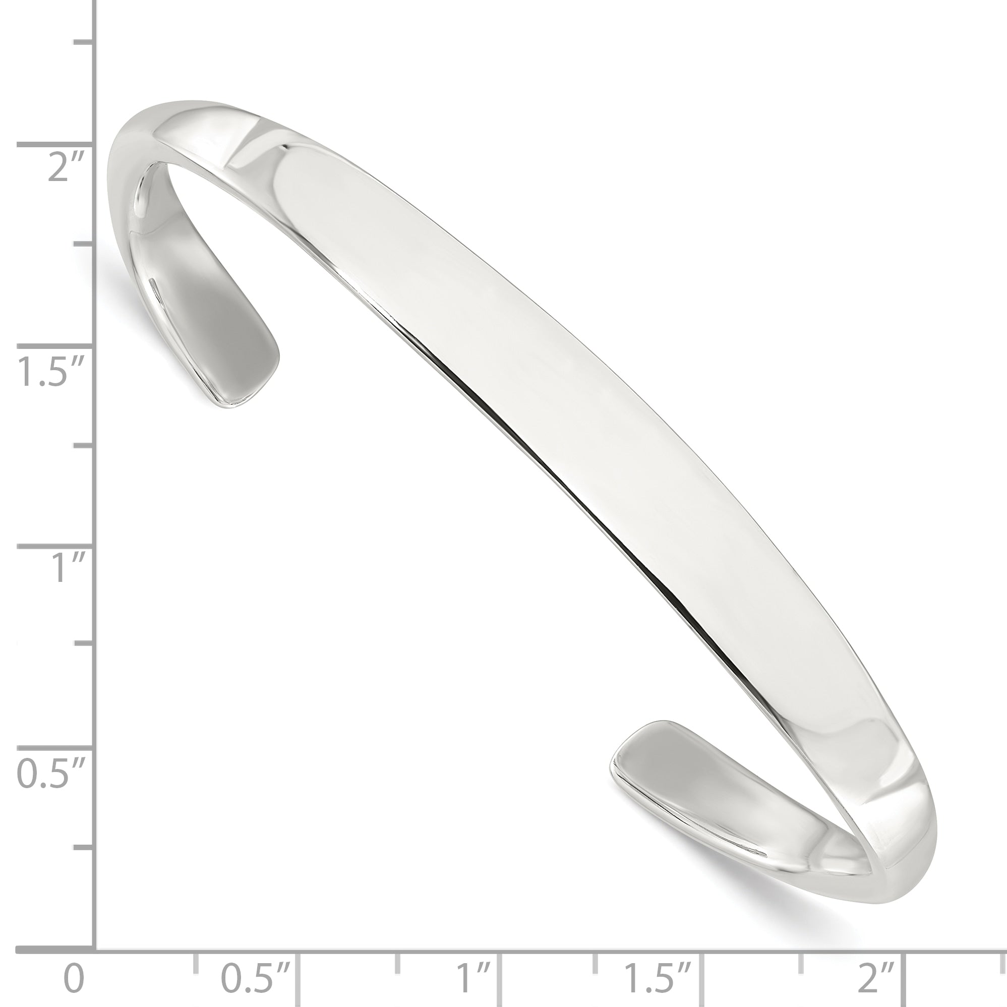 Sterling Silver Polished Step Flat Cuff Bangle