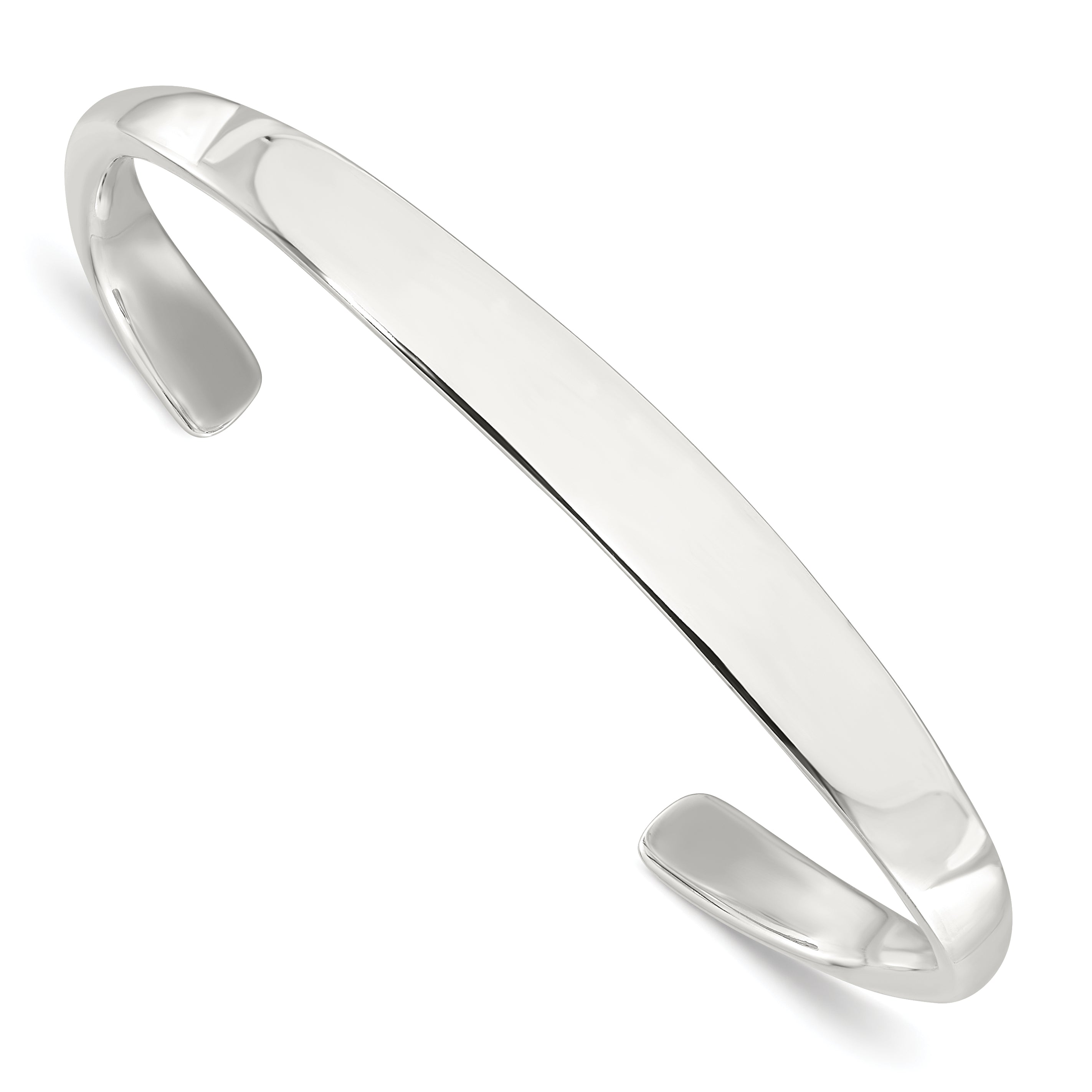 Sterling Silver Polished Step Flat Cuff Bangle