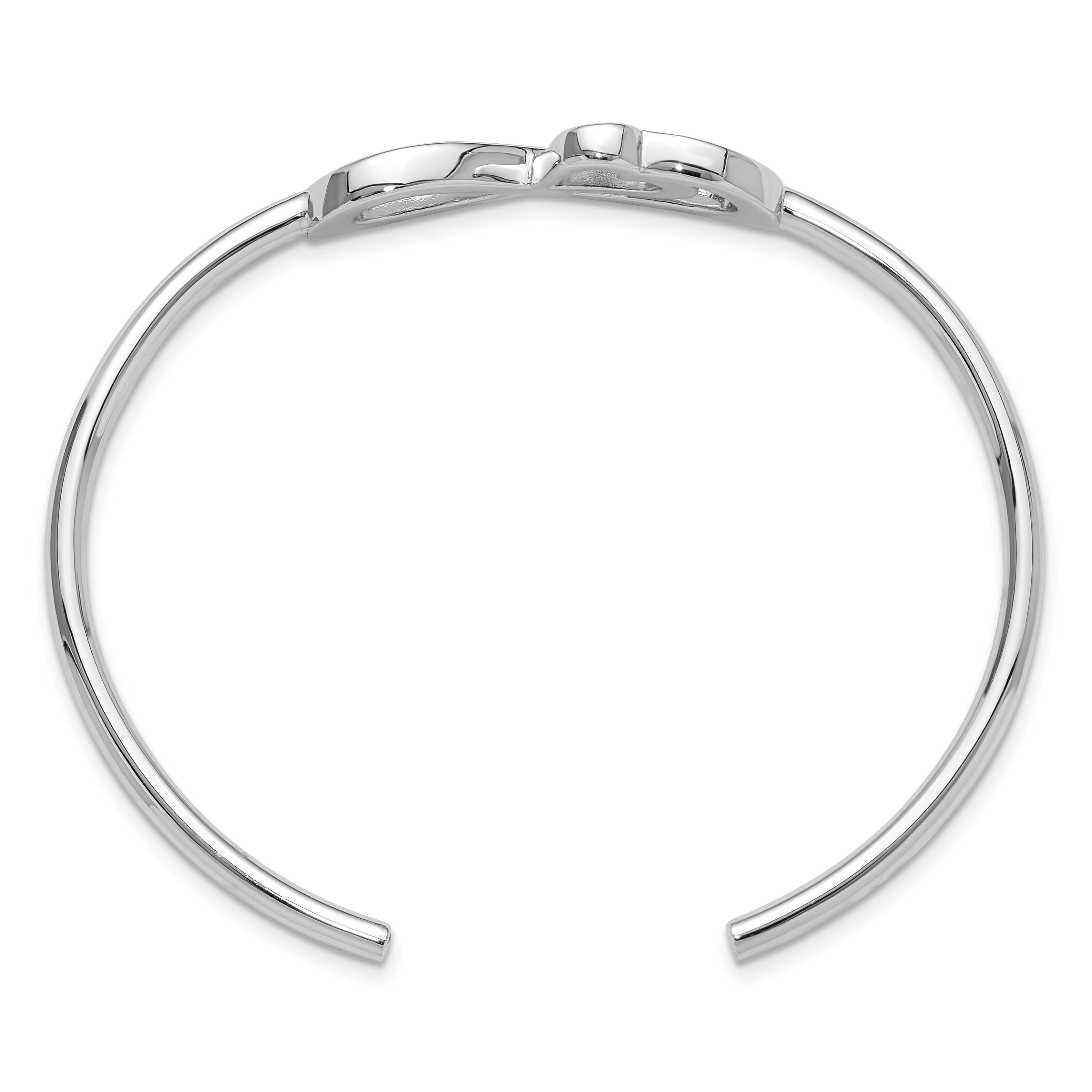 Sterling Silver Rhodium-plated Heart Infinity Symbol Cuff Bangle