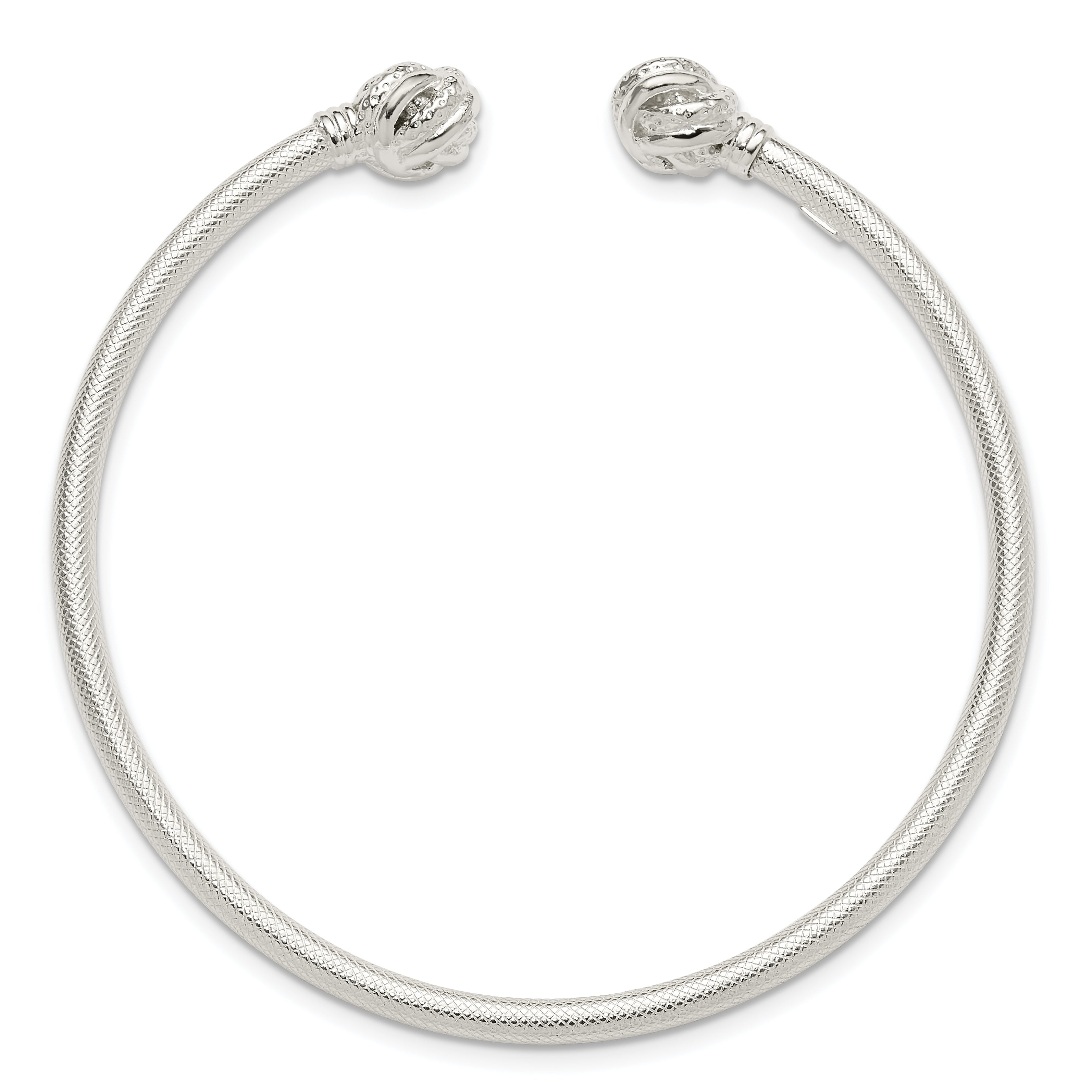 Sterling Silver Textured Love Knot Cuff Bangle